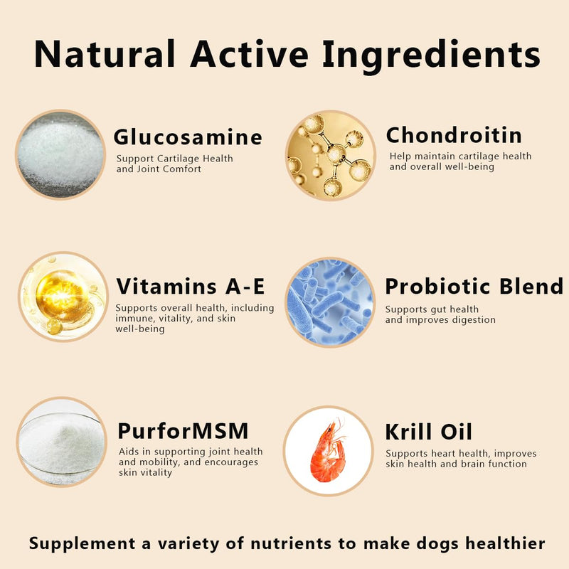 25-in-1 Dog Multivitamin Chewable with Probiotics,Dog Vitamins and Supplements Hip & Joints,Pets Immune Support,Skin,Coat,Heart,Gut Health Omega 3,Glucosamine for All Puppy,Adult & Senior Dogs