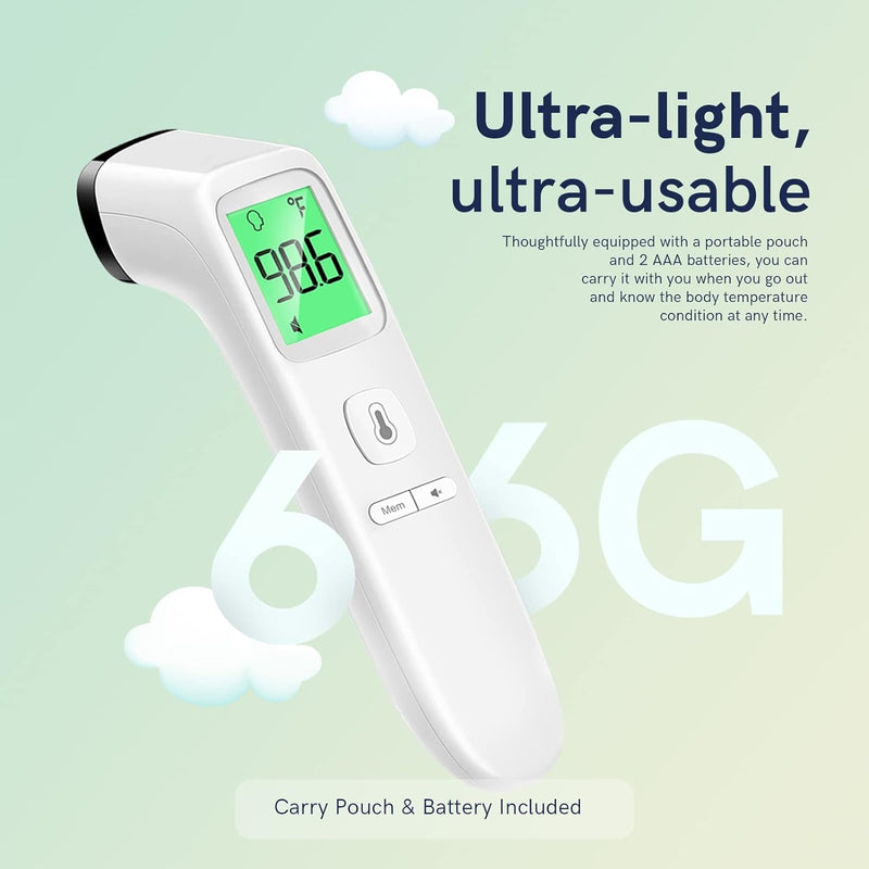 No-Touch Thermometer for Adults and Kids, Fast Accurate Digital Thermometer with Fever Alarm & Silent Mode, Easy-to-use, Forehead Thermometer for Babies, Kids & Elderly White - BeesActive Australia
