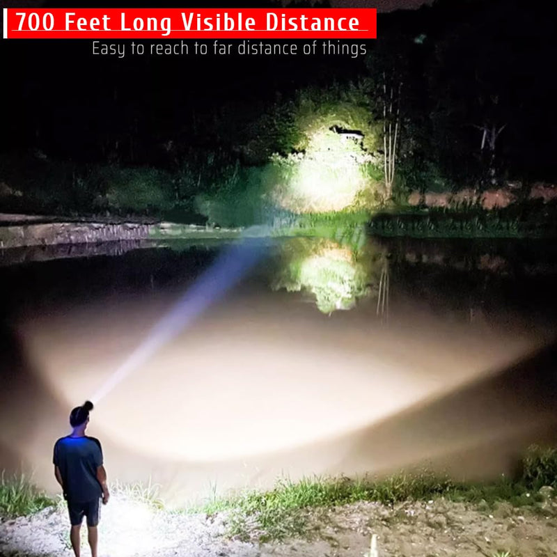 Rechargeable LED Headlamp with Super Wide Bright Light Spot – Ideal for Long-Distance Illumination, USB Charging for Your Phone, Perfect for Fishing, Camping, Hiking, Emergency Searching Super Bright White Laser Chip