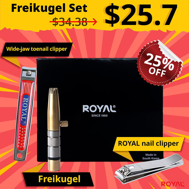 ROYAL [Made in Korea] NO Battery,3 Pcs Nose Hair Trimmer Set,Value Pack(Nose Hair Trimmer with 2 Nail Clippers) The Best Gift for Family, (Black&Brass) Stainless & Brass Set