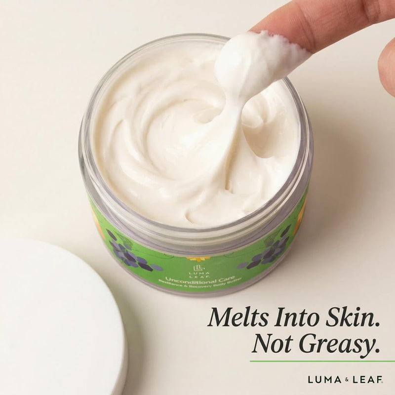 LUMA & LEAF Whipped Body Butter 5 oz, Natural Shea Butter Body Cream with Grapeseed Oil, Vitamin E & Prickly Pear, Deep Hydration for Dry Skin, Stretch Marks & Scars, Fragrance Free, Clean Skincare - BeesActive Australia