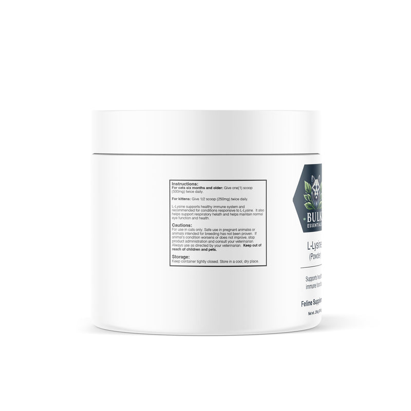 Bulk Essentials L-Lysine Cat Supplement - 250g - Feline L-Lysine Supplement - Formulated for Cats, White - BeesActive Australia
