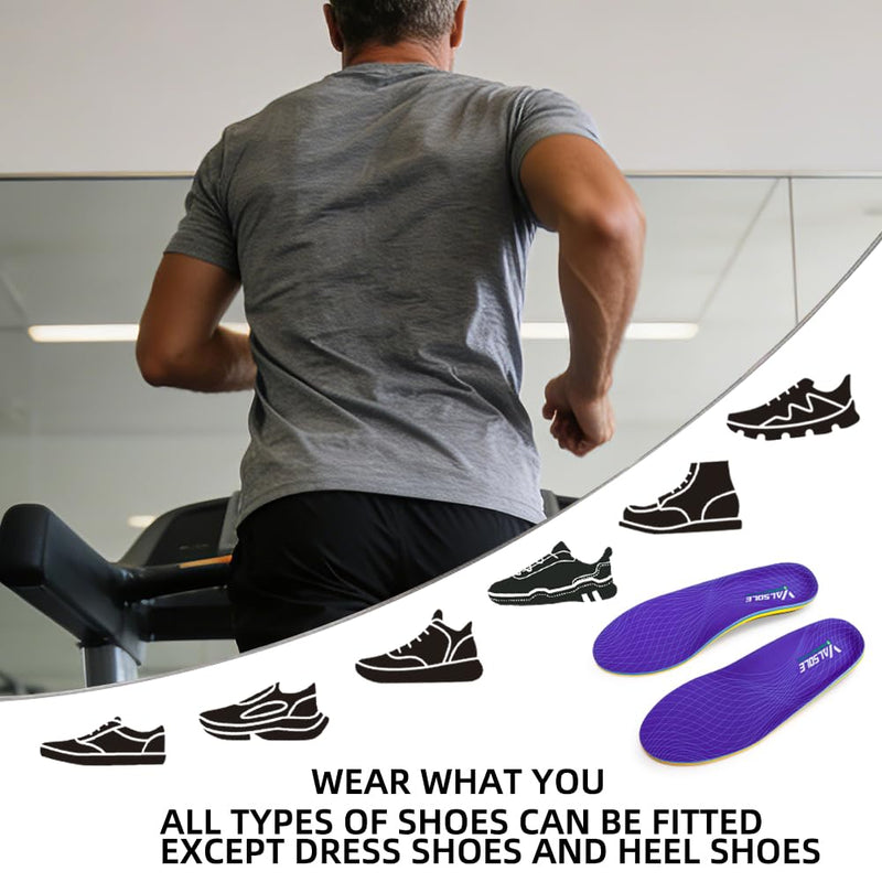 VALSOLE Heavy Duty Support Pain Relief Orthotics - 220+ lbs Plantar Fasciitis High Arch Support Insoles for Men Women, Flat Feet Orthotic Insert, Work Boot Shoe Insole, Absorb Shock with Every Step MEN 9-9 1/2 | WOMEN 11-11 1/2--(278mm) Blue-xva227