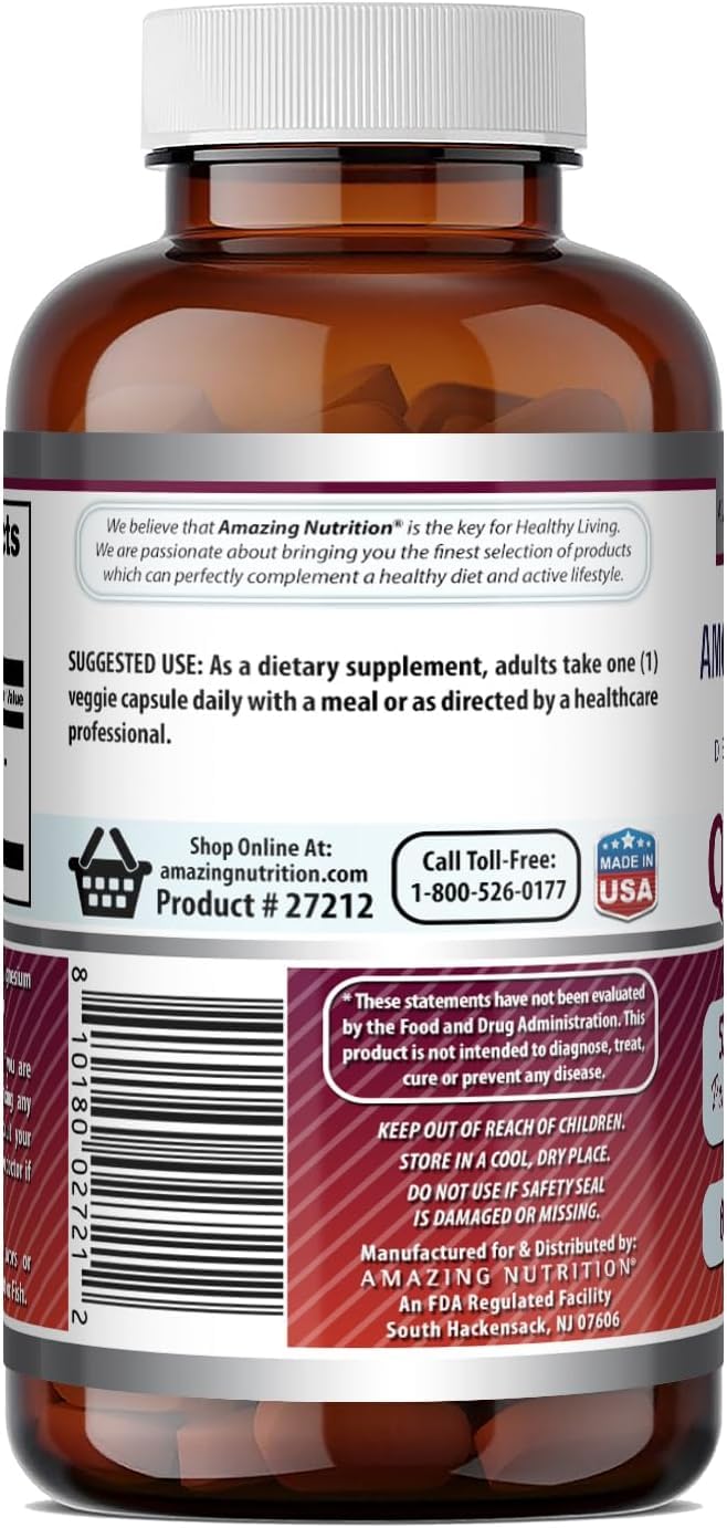 Amazing Formulas Quercetin 500 Mg | Veggie Capsules Supplement | Non-GMO | Gluten-Free | Made in USA (1 Pack | 60 Count) Unflavored