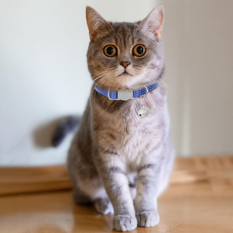 5 Pack Breakaway Cat Collars, 8-11" Adjustable Small Cat Collar, Cat Collar with Bells, Safety Nylon Cat Collars, Reflective Cat Collars for Girl Boy Cats - BeesActive Australia