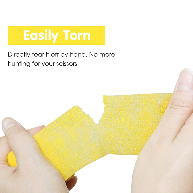 Self Adherent Cohesive Bandage Latex FDA Approved 3" x5 Yards First Aid Bandages Stretch Sport Athletic Wrap Vet Tape for Wrist Ankle Sprain and Swelling,Yellow(12 Rolls) 12 Count (Pack of 1) Yellow - BeesActive Australia