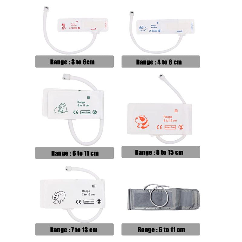 Durable Veterinary Blood Pressure Cuffs,Animal Blood Pressure Cuff,5 Different Sizes Disposable Pet Sphygmomanometer Cuff Accessories,Fit Most Veterinary Monitor Pack of 6 - Size # 1-5