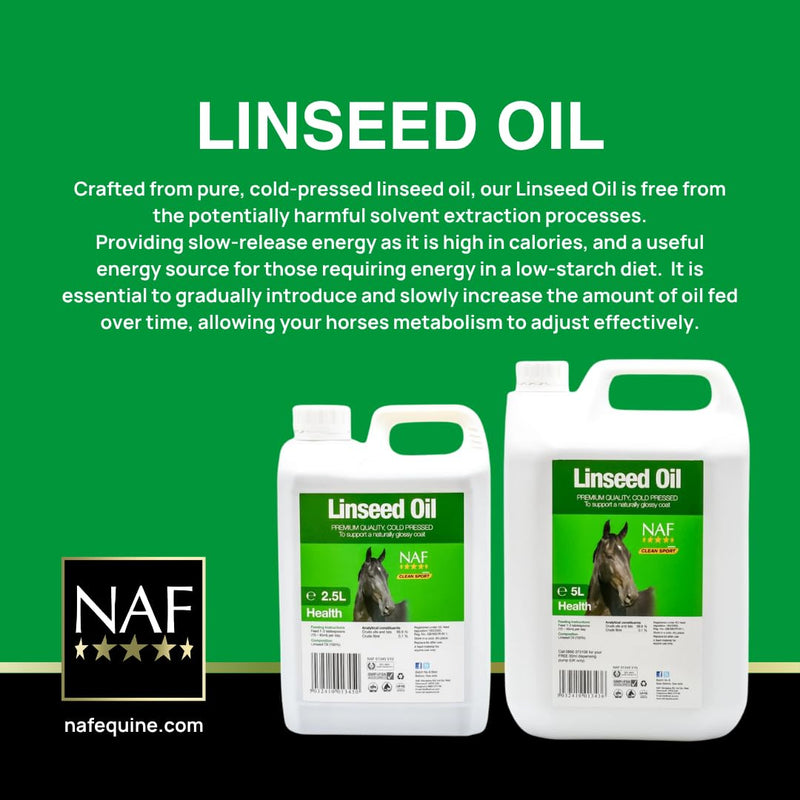 NAF Linseed Oil for Horses 1L – Cold-Pressed Omega 3 Supplement – Supports Skin, Coat Shine, Condition & Energy – Natural Source of Fatty Acids for Daily Feeding