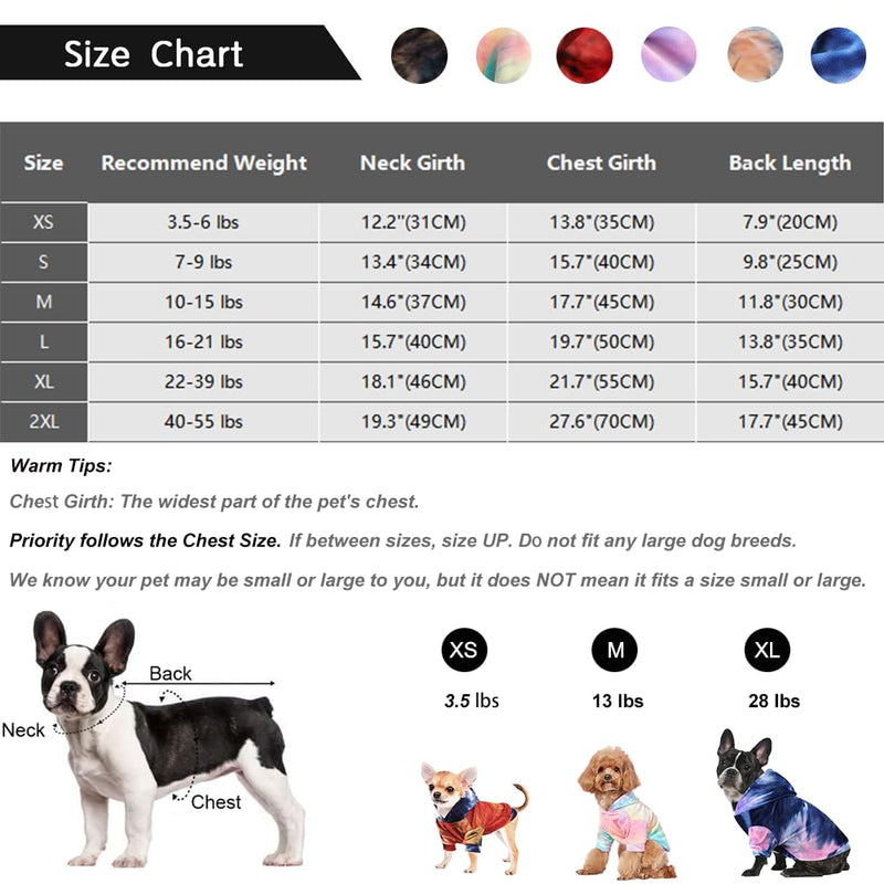 Tie Dye Dog Hoodie Puppy Sweater Sweatshirt, Cold Weather Coat Pet Clothes for Dog Cat Multicolor-02 Medium - BeesActive Australia