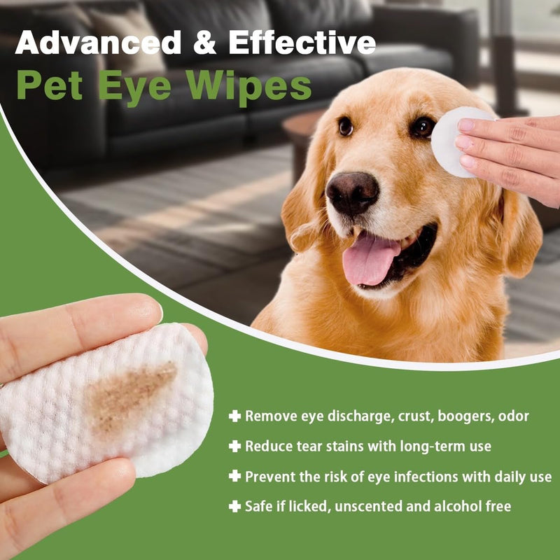 Eye Wipes for Dogs & Cats - Tear Stain Remover for Pets - Dog Eye Wipes for Discharge and Crust - Eye Care Cleaning Pads for Reducing Dirt and Mucus Secretions - 100pcs - BeesActive Australia