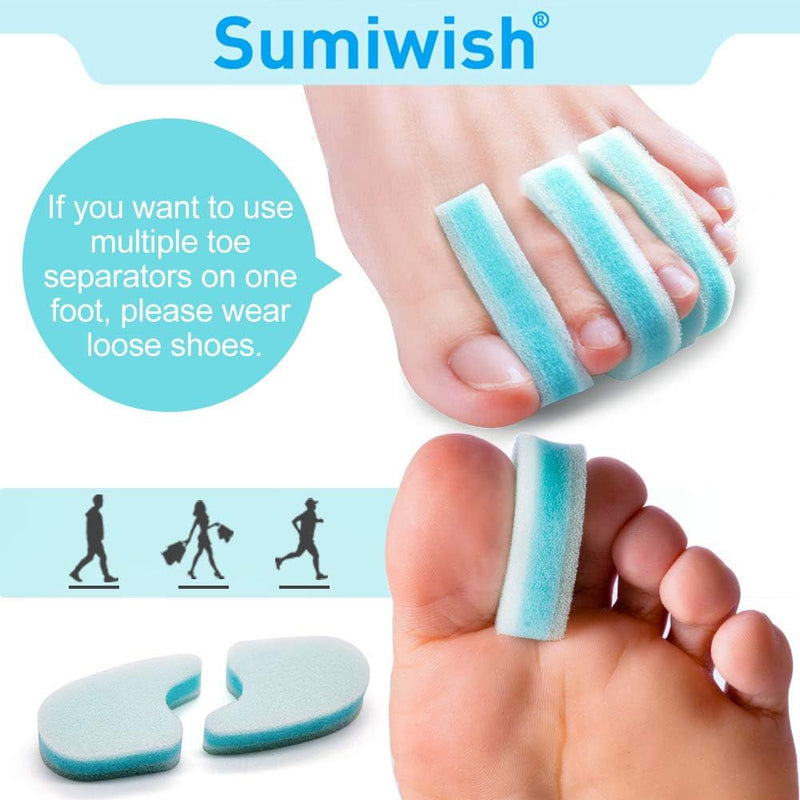 Sumiwish Foam Toe Separators, 20 Pack Breathable Toe Spacers, Reduce Friction and Relieve Corns Pain, Overlapping Toes Corrector - (Blue) Blue（20 Pack） - BeesActive Australia