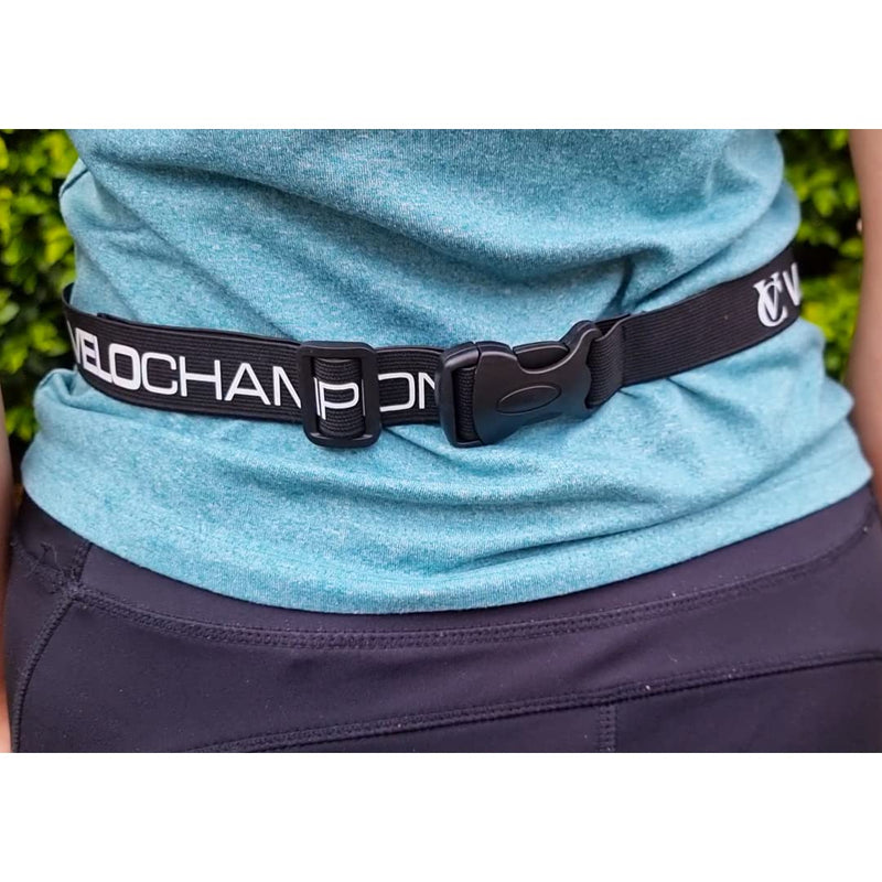 VeloChampion Running Waistpack Belt – Elastic Stretch Fit with Clip Fastening for Triathlon, Marathon, Cycling & Race Number Holder 2 Adult S/M
