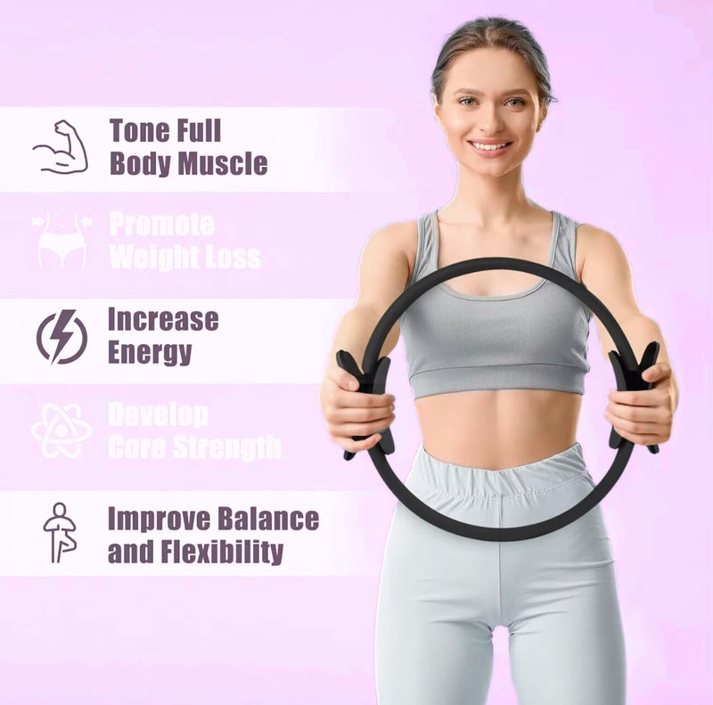 Premium Pilates Ring – 38 cm / 15 Inch Fitness Circle with Non-Slip Foam Handles | Full Body Toning, Yoga, Core Strength & Home Workout Equipment