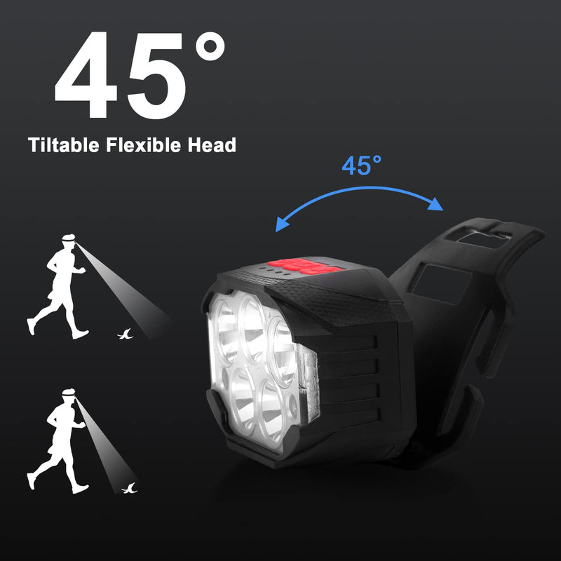 Head Torch Rechargeable Super Bright 2000lm Headlamp LED Headlight IP65 Waterproof Grade with Motion Sensor Switch, 14 Lighting Modes for Running Camping Hiking Outdoor Sports [Energy Class A++]