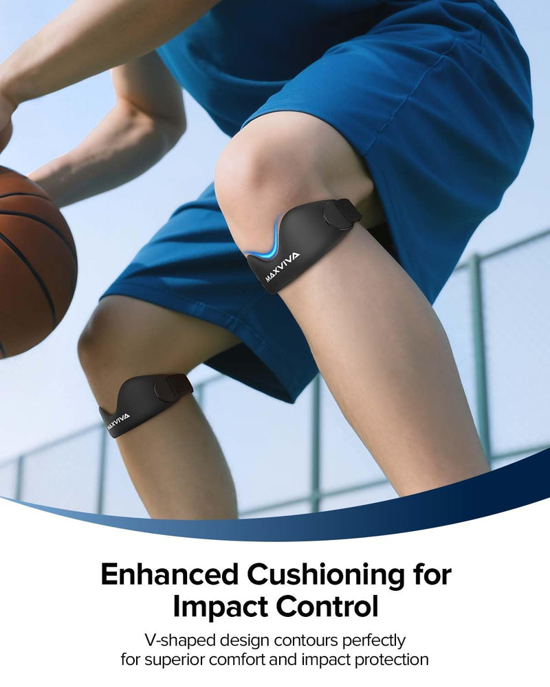 Patellar Tendon Support Strap 2 Pack, Knee Brace for Women & Men, Patella Band for Running Hiking Basketball Gym Fitness Tennis Badminton Cycling, Offers Relief from Meniscus Tear and Knee Pain. Black - BeesActive Australia