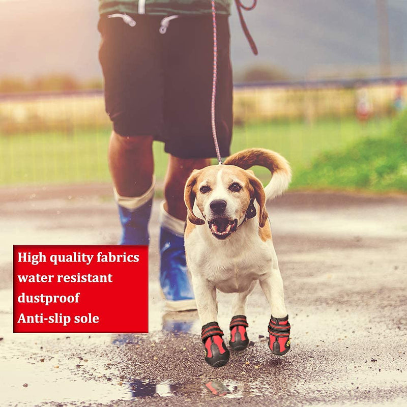 CovertSafe& Dog Boots for Dogs Non-Slip, Waterproof Dog Booties for Outdoor, Dog Shoes for Medium to Large Dogs 4Pcs with Rugged Sole Black-Red Size 6: （2.9''x2.5'')(L*W) for 52-70 lbs Red - BeesActive Australia