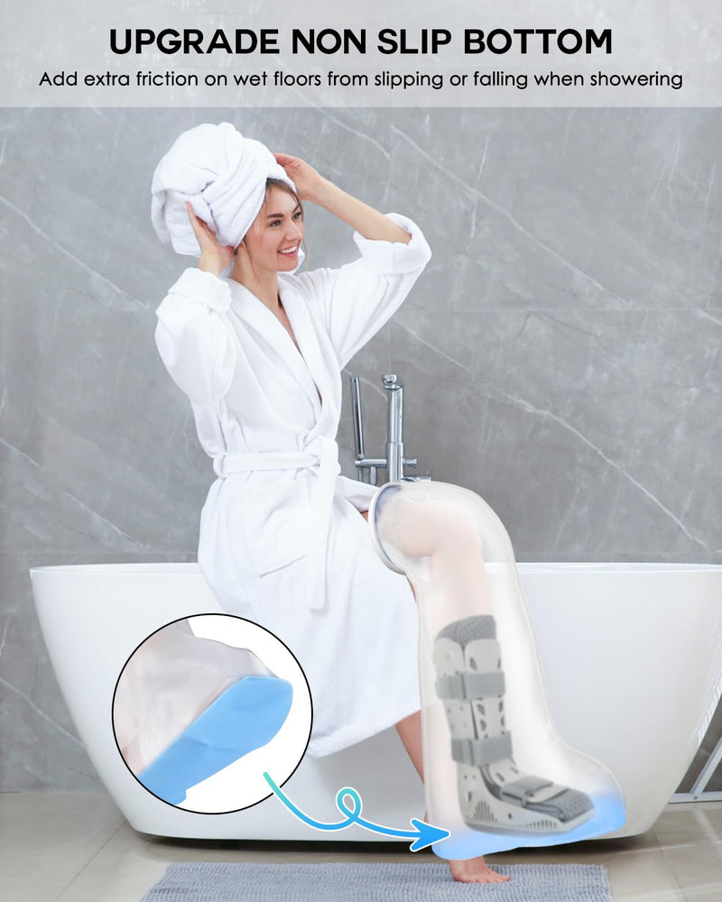 Waterproof Extra Wide Full Leg Cast Cover for Shower with Non-Slip Bottom, Extra Large Watertight Leg Cast Protector for Thigh Foot Ankle Surgery Wounds, Knee Immobilizer/Brace, Walking Boots,Reusable Full Leg-Extra Wide - BeesActive Australia