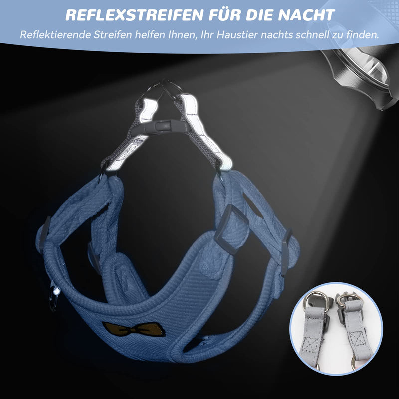 Cat Leash Set for Cats, Polyester Adjustable Cat Harness with Leash, Cat Harness Leash Set, Harness for Cats Escape-Proof for Kittens Dogs (Blue - M) M Blue - BeesActive Australia