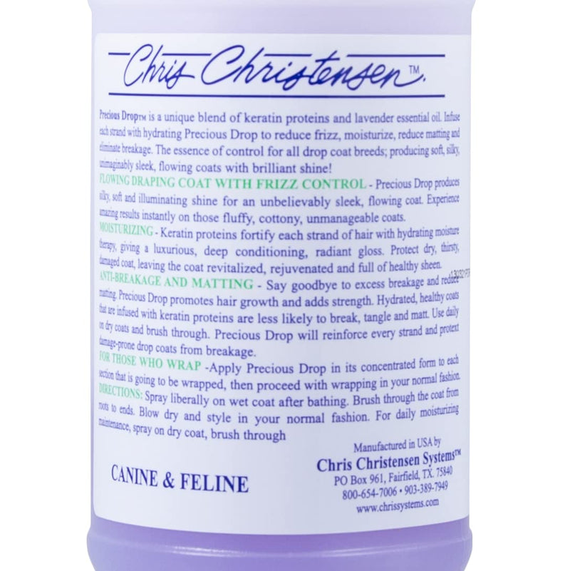 Chris Christensen Precious Drop Ready to Use Conditioner, Dog Conditioner, Groom Like a Professional, Reduces Frizz & Matting, Eliminates Breakage, All Coat Types, Made in USA, 16 oz - PawsPlanet Australia