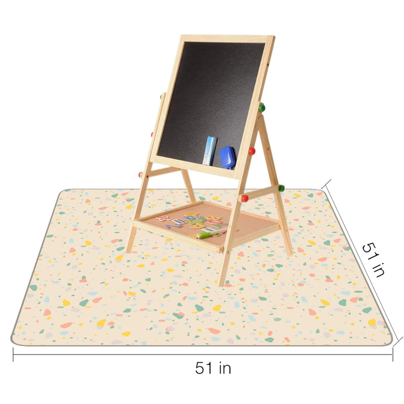Splat Mat for Under High Chair/Arts/Crafts by CLCROBD, 51" Baby Anti-Slip Food Splash and Spill Mat for Eating Mess, Waterproof Floor Protector and Table Cloth (Beige) Beige