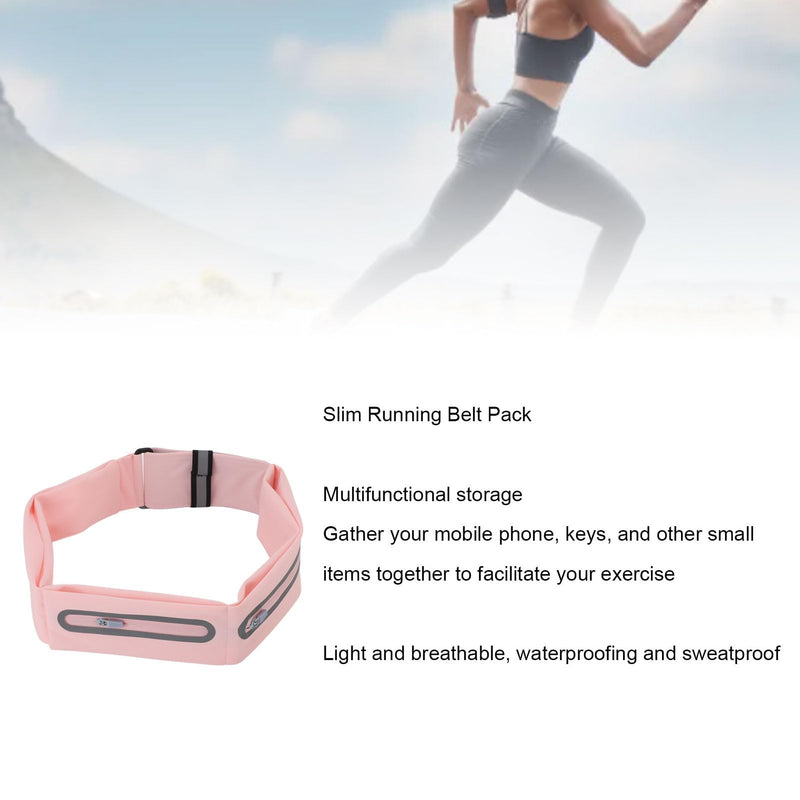YUYTE Slim Running Belt Fanny Pack, Portable Fitness Waist Pack Bag Phone Holder for Exercise, Hiking, Cycling, Jogging and Workout with Reflective Strips (Pink) Pink