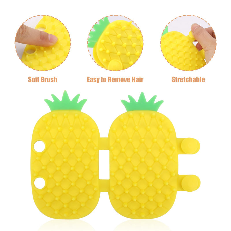 Self Cleaning Cat Brush, 2-in-1 Tickling Comb Pet Brush Silicone Tickling Artifact Cat Grooming Shedding Brush Cat Corner Scartcher for Short/Long Hair Cats Dogs Pets (Pineapple Style) - BeesActive Australia
