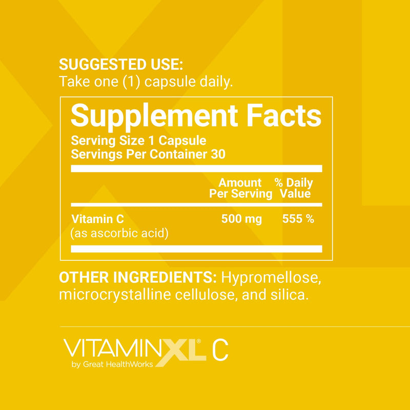 OmegaXL VitaminXL Vitamin C Supplement, 500 mg Capsules Provide Antioxidant Support, Helps Immune Health and Collagen Production (30 Vegan Capsules, 30-Servings) (Pack of 2) 30 Count (Pack of 2)