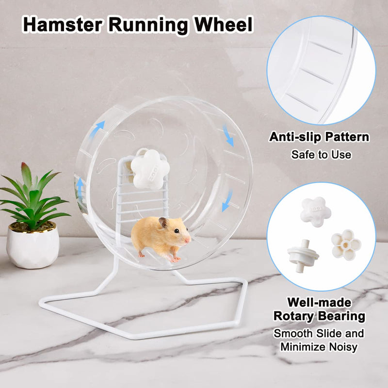6.7inch Hamster Exercise Wheel, FHDUSRYO Transparent Hamster Running Wheel with Metal Stand, Silent Spinner Hamster Wheel, Pet Running Toy Cage Accessory for Small Animals, Mice Rat, Hedgehog - BeesActive Australia