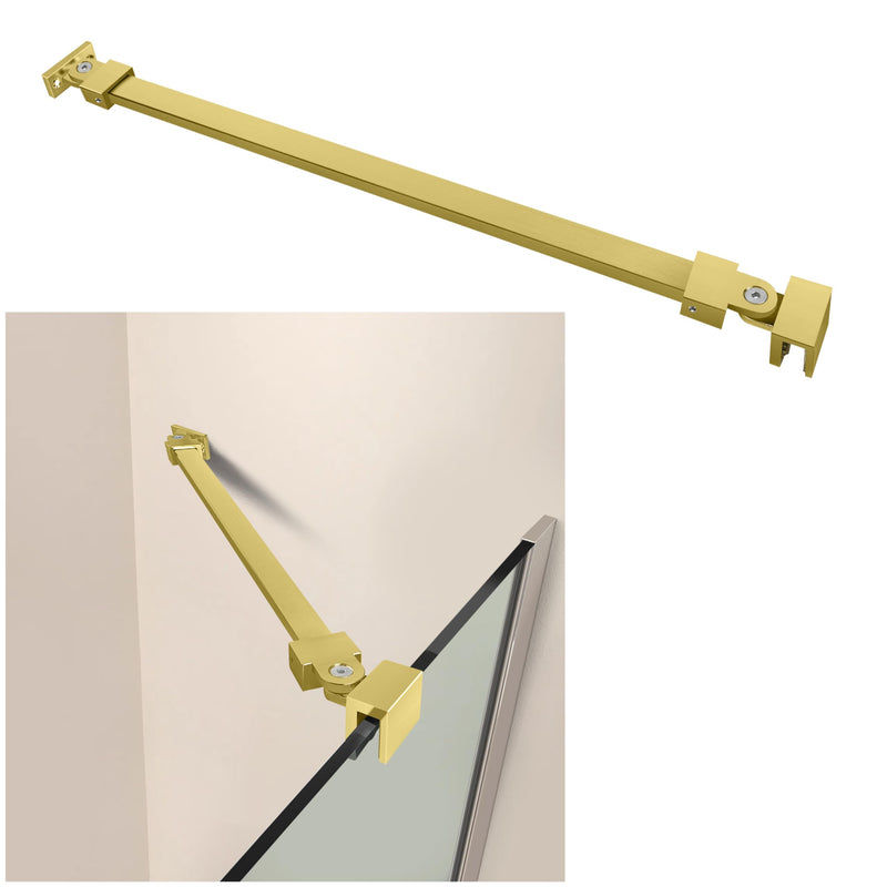 Shower Door Support Bar Rod, 18.11 Inch Length Stainless Steel Wall-to-Glass Brace, for 1/4"(6mm) 5/16"(8mm) 3/8"(10mm) Thick Framless Glass Door, Brushed Gold - BeesActive Australia