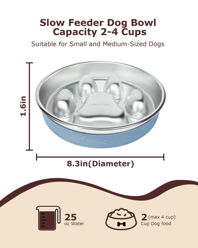 Slow Feeder Dog Bowl,2-4 Cups Food-Grade Stainless Steel Dog Food Bowls,Non-Slip Metal Slow Feeding Bowl for Small & Medium Sized Dogs,Pet Bowls to Slow Down Eating - BeesActive Australia