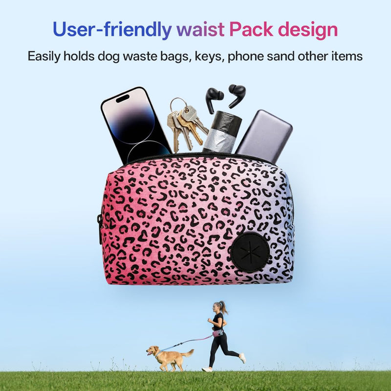 Hands Free Dog Leash with Slip Lead，Waist Leash Retractable for Dog Walking, Jogging and Running,Dual Padded Handles and Durable Bungee for Walking, Jogging and Running(Chic Leopard Pattern)