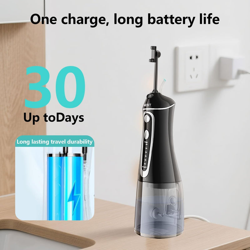 Water Flosser,Water Dental Flosser Pick for Teeth,Grinest 7 Modes Rechargeable Cordless Oral Irrigator Portable IPX7 Waterproof Tooth flossers for Home Travel-Black Black