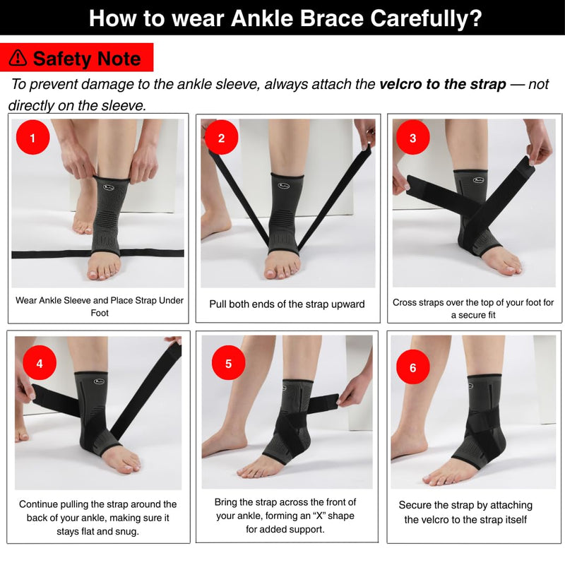 Ankle Braces for Men & Women Stabilizing - Adjustable Ankle Brace for Sprained Ankle, Plantar Fasciitis, Achilles Tendonitis Pain | Foot Wraps for Volleyball & Basketball Injury Recovery Large