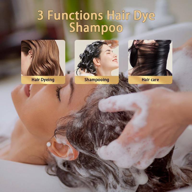 Hair Dye Shampoo 3 in 1, Instant Herb Ingrident Hair Dye to Cover Gray Hair, Long-lasting & Natual, Natural Black, 400 ML Nature Black 13.6 Fl Oz (Pack of 1)