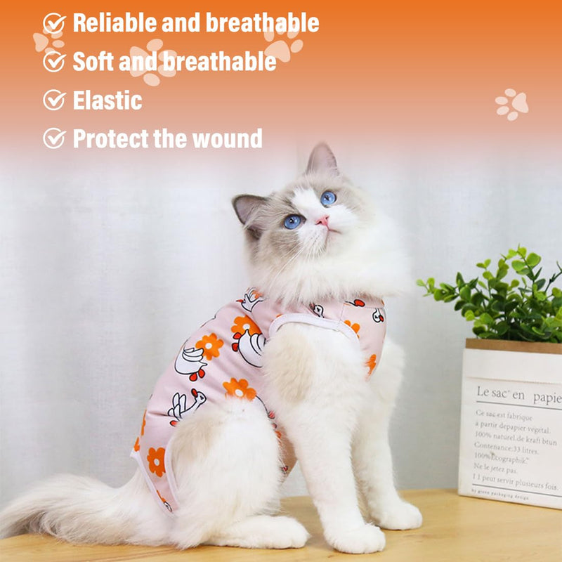 WUSJCOF Cat Surgical Recovery Suit Collar Alternative for Cats Dogs Post Surgery Wear Pajama Suit Home Indoor Pets Clothing White Swan (M) - BeesActive Australia