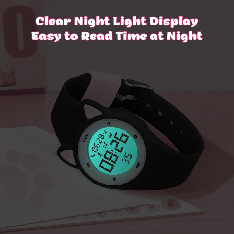 BEN NEVIS Kids Watch, Digital Watch for Boys Girls, Sport Watch with Fitness Tracker, Alarm Clock, Stopwatch, No App and Waterproof, Watch for Kids Ages 5-12 003-BlackPink