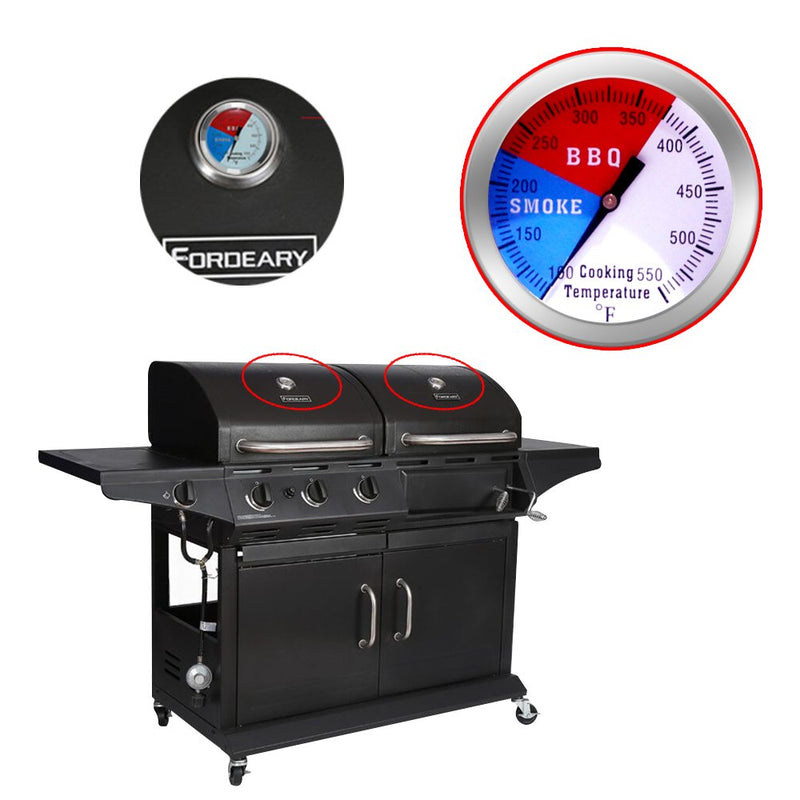 BBQ Thermometer Gauge - Charcoal Grill Pit Smoker Temp Gauge Grill Thermometer with Fahrenheit and Heat Indicator (2 Pack) 2 Pack