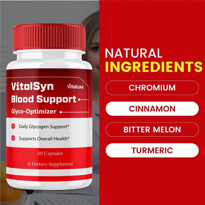 (2 Pack) Vitalsyn Blood Support, Vitalsin Glyco Optimizer Capsules Advanced Formula Supplement, VitalsynBlood Glycogen Pills Blood Flow Balance Control Vitalsym Premium Health Vital Syn (120 Ct)