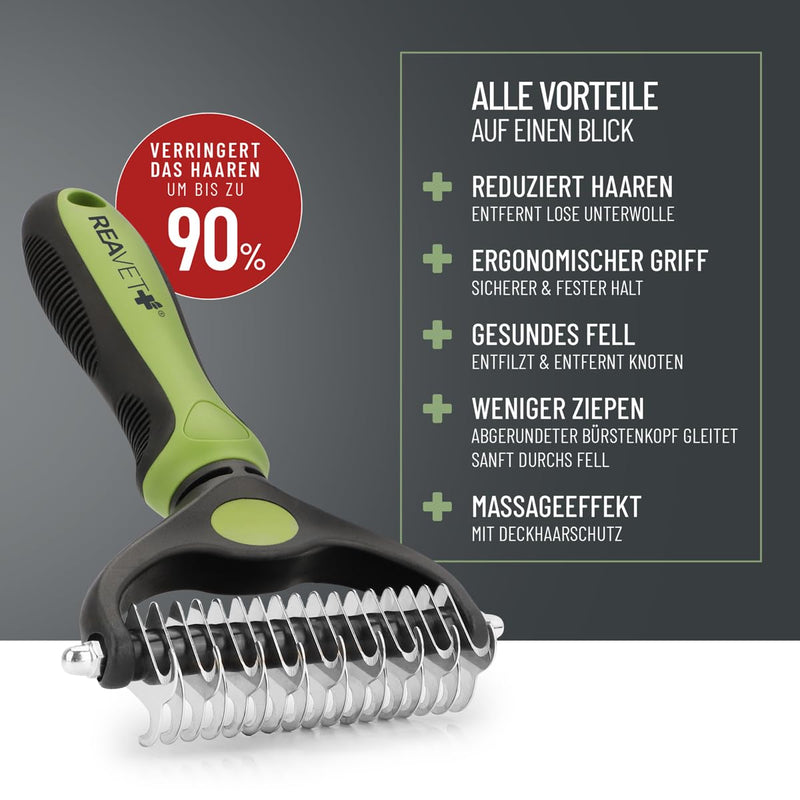 ReaVET dog brush & cat brush undercoat brush for long hair I large breeds (size M-L) I removes undercoat & tangles I with massage effect & top hair protection I fur brush for dogs, cats large breeds (size M-L) - BeesActive Australia