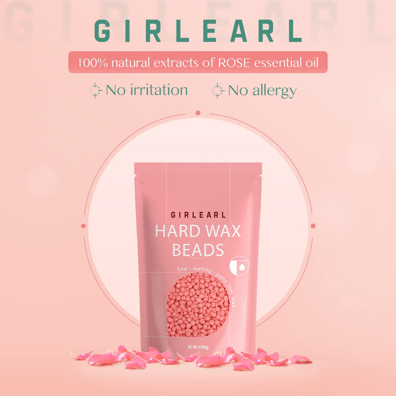 Hard Wax Beads, 1lb Wax Beans for Hair Removal Sensitive Skin with Rose Formula, Perfect for Full Body, Facial, Brazilian Bikini, and Legs at Home Wax Refill for Women Men (pink) A-Pink - BeesActive Australia