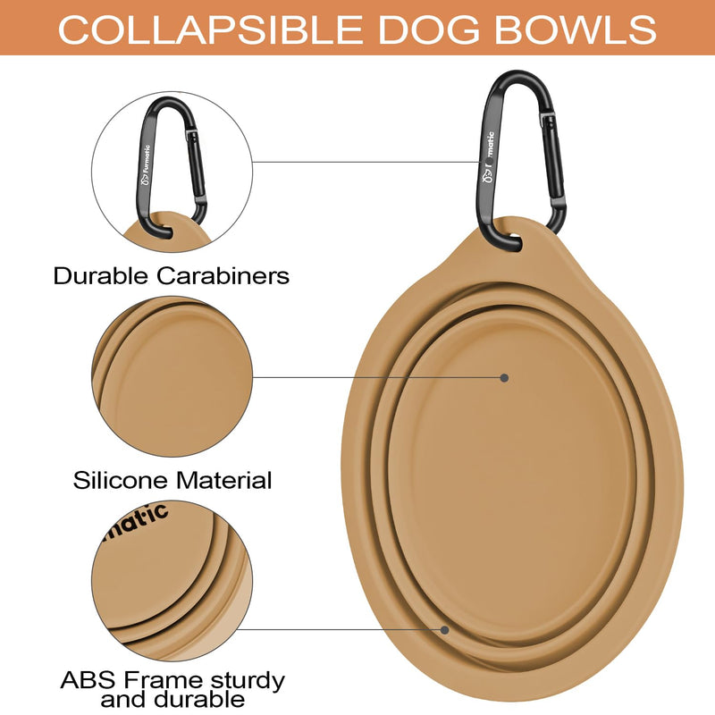 Portable Collapsible Dog Bowl, Food Grade Silicone, Large Capacity, Easy to Wash - Ideal for Outdoor Camping and Hiking, Suitable for Dogs, Cats, and Pets (Brown) Brown - BeesActive Australia