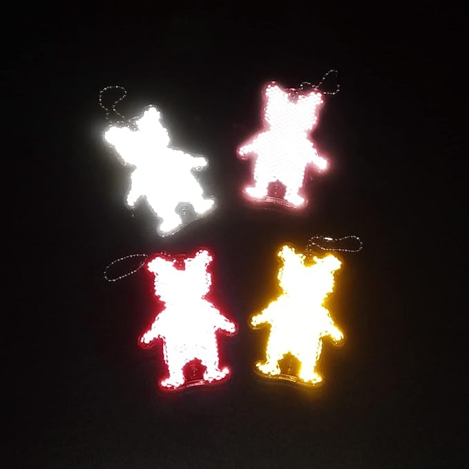 MFC PRO EN13356 Certified, Super Cute, 4 Colors, Bear-shaped, Scandinavian Walking Reflector Sign, Retroreflective, Key Chain, Bear shape -  Australia