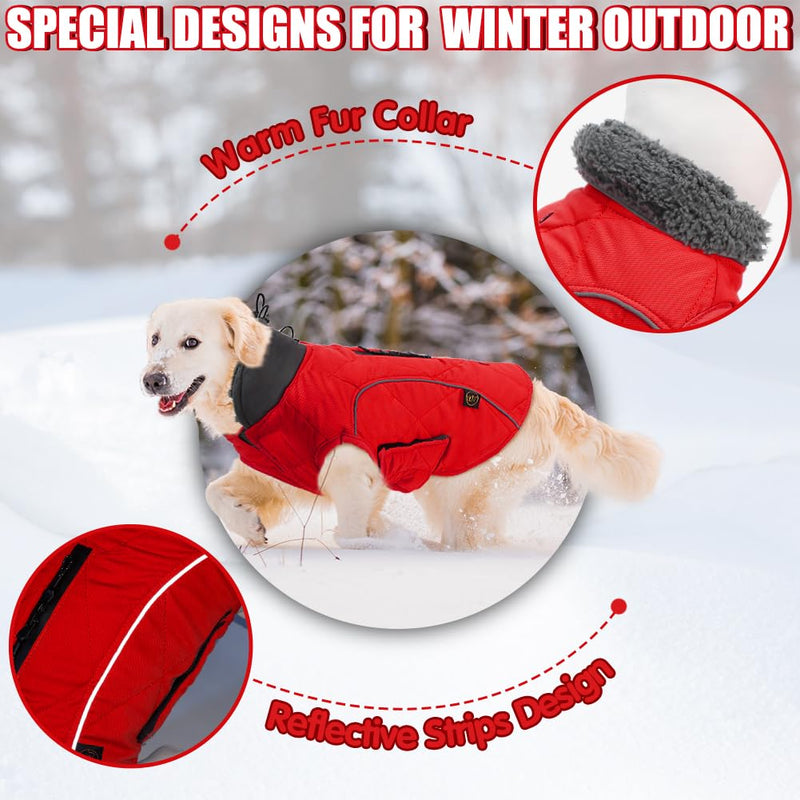 EMUST Dog Winter Jackets, Small/Medium/Large Dog Coat for Winter, French Bulldog Clothes for Dogs, Dog Cold Winter Jacket for Large Dogs, Red, XL X-Large(Pack of 1) NewRed - BeesActive Australia