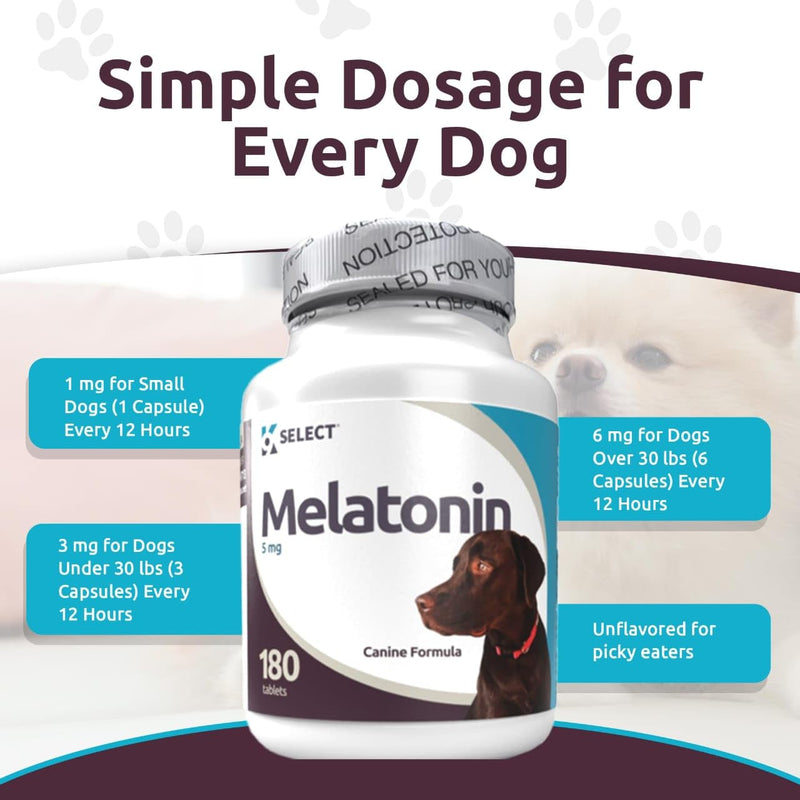 Prime Melatonin for Dogs - Calming Aid Tasty Dog Supplement - Helps Overall Health with Quiet Moments and Composure, 5mg-180 Tablets, Chewable