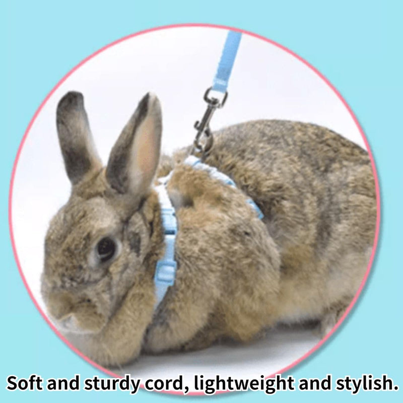 Rabbit Bunny Harness with Leash Adjustable Soft Nylon Harness Rabbit Vest Harness Lead Leash Pink Blue Lead Leash All Season for Small Animals (Blue,S) S - BeesActive Australia