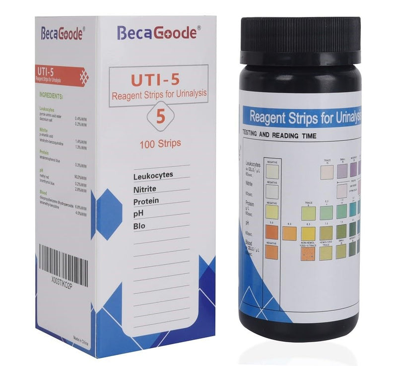 Rapid Urine Test Strips 5 Parameters, UTI Test Strips/Urinary Tract Infection Test Strips- 100 Count
