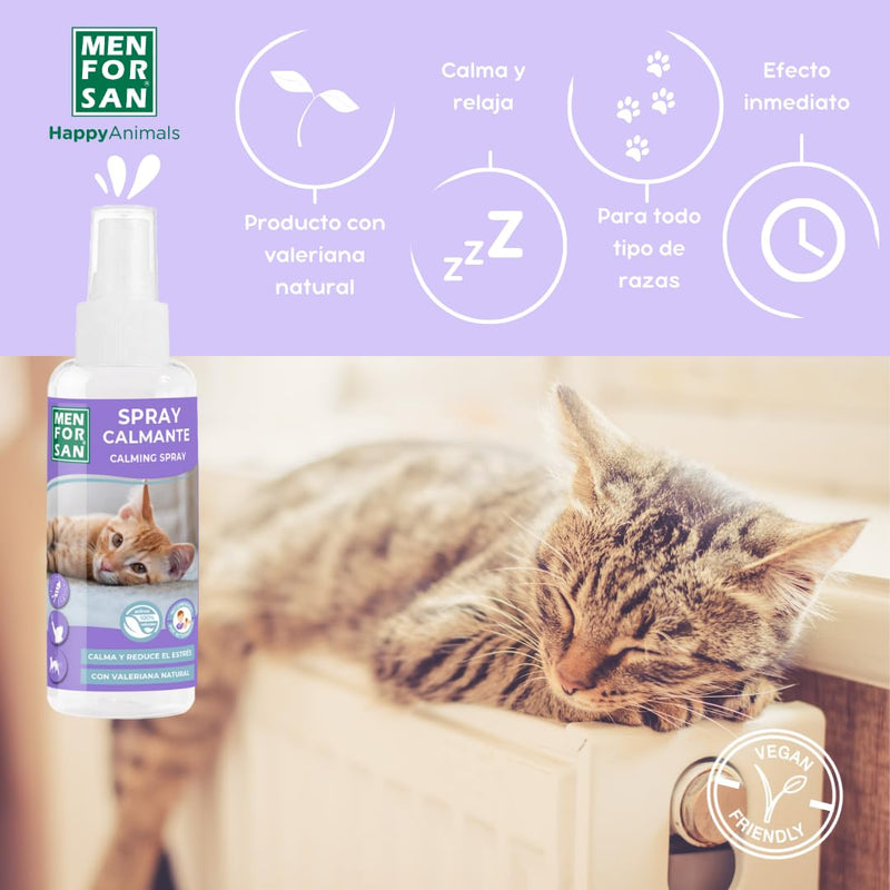 MENFORSAN Calming Spray for Cats | With Natural Valerian | Calm and Reduce Stress | Immediate Effect | 60ml