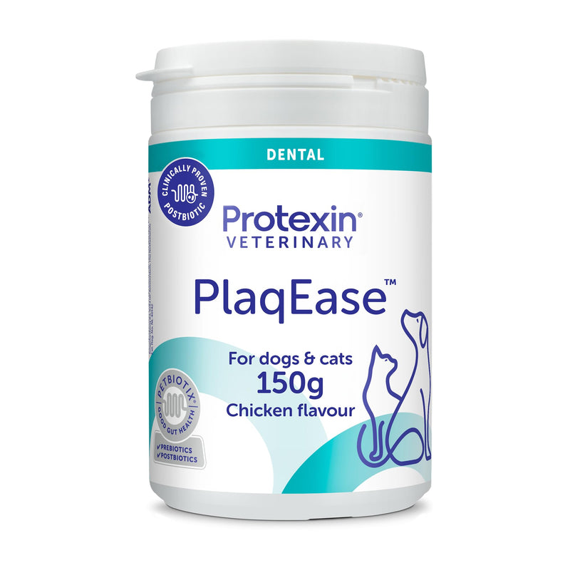 Protexin Veterinary PlaqEase – Dental Powder for Dogs & Cats – Controls Plaque, Freshens Breath & Supports Oral Microbiome – Chicken Flavour – 150g