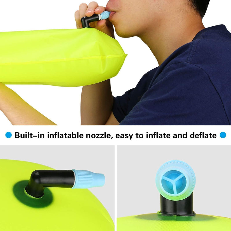 JOTO 2 Pack Swim Buoy Float for Open Water, Swimming Belt Bubble Safety Float with Adjustable Waist, Snorkeling, Swim Training, Triathletes, Kayaking Small Neonyellow & Orange - BeesActive Australia