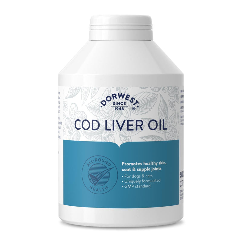 Dorwest Herbs Cod Liver Oil Capsules for Dogs and Cats 500 Capsules 500 Count (Pack of 1)